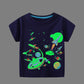 Boys Luminous Dinosaur T-Shirt - Cotton Animal Graphic Tee