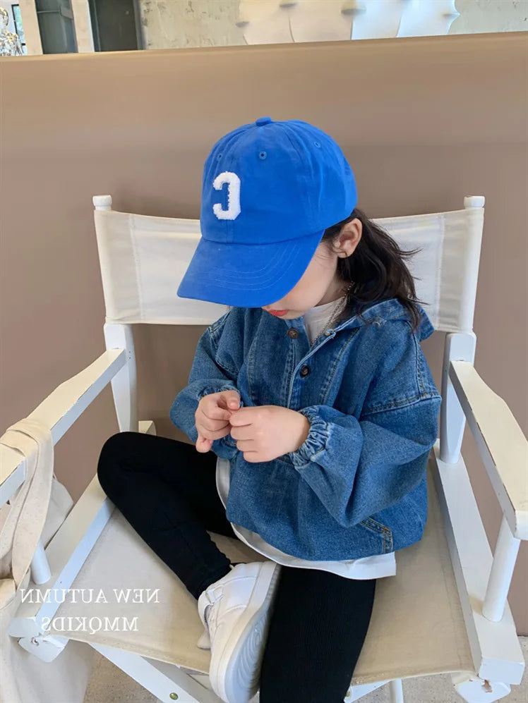 Girls Denim Hooded Jacket - Korean Zipper Coat
