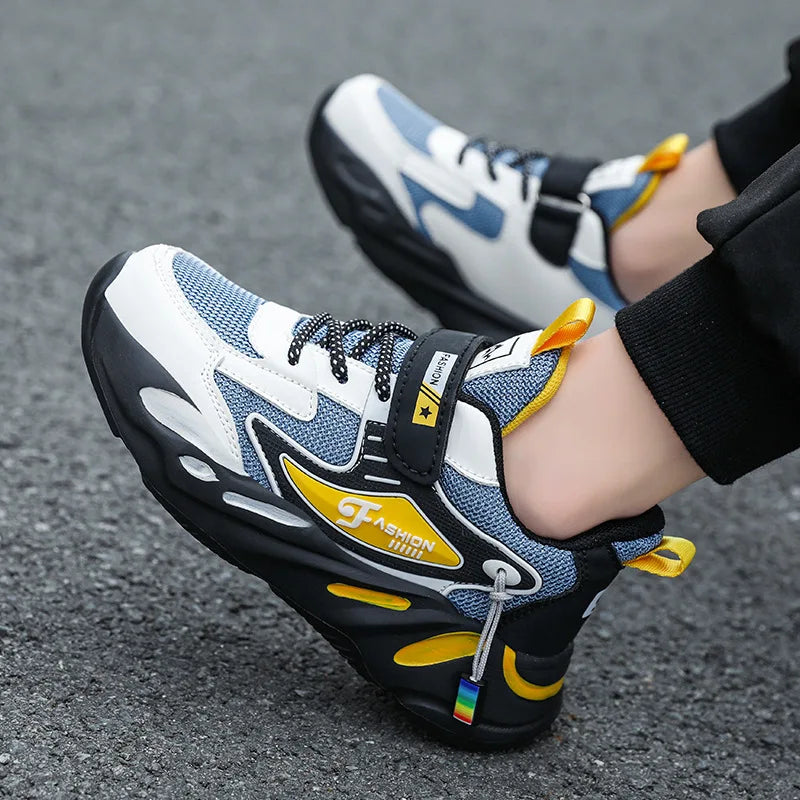 Kids Lightweight Mesh Walking Sneakers - Hook and Loop Casual Shoes