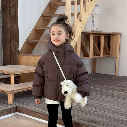 Kids Hooded Cotton Padded Down Coat - Warm Winter Outerwear