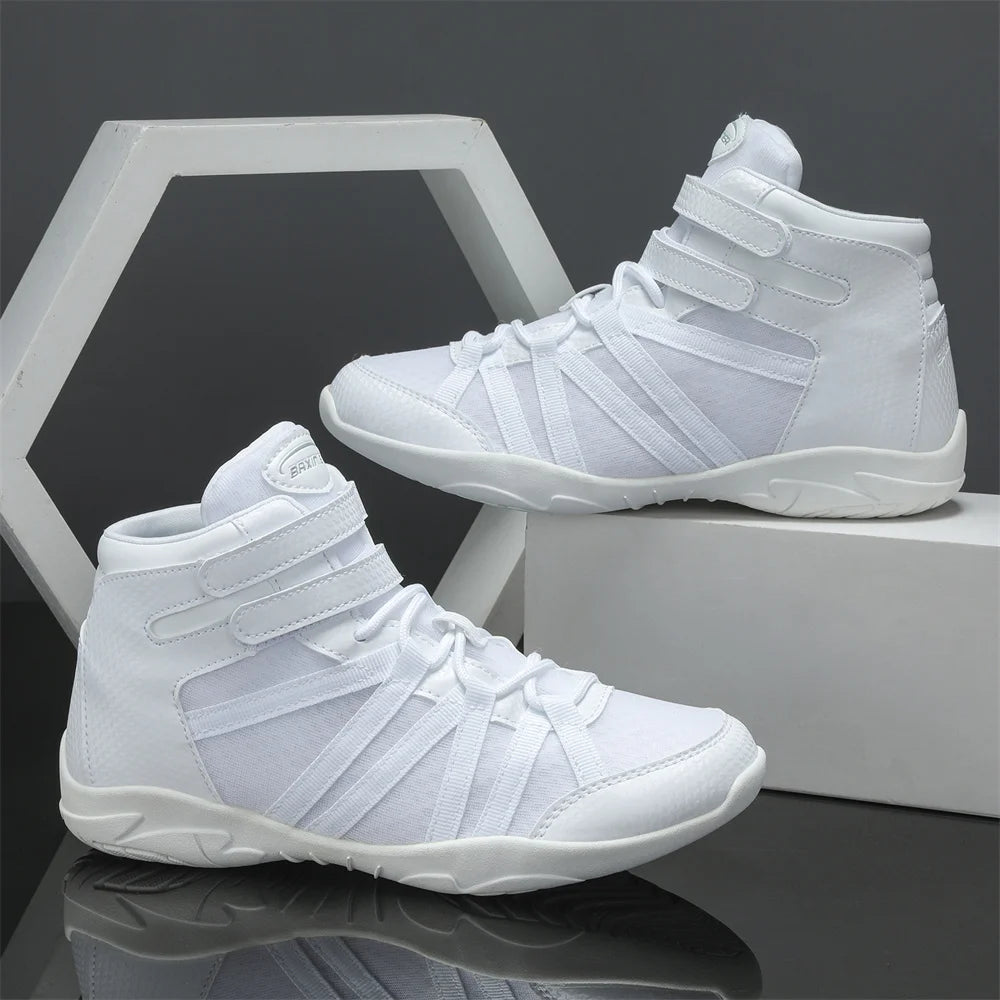 Girls White High Top Cheer Shoes - Lightweight Training Sneakers