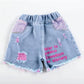 Girls High Waist Distressed Denim Shorts