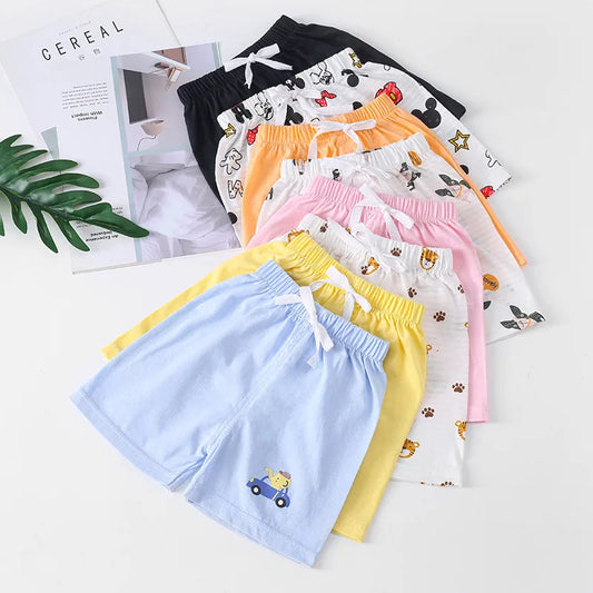 Kids Pure Cotton Summer Shorts - Solid Color Casual Pant