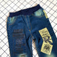 Kids Skinny Denim Trousers - Elastic Waist Sports Bottoms