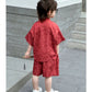 Boys Tang Style Hanfu Set - Short Sleeve Two-Piece Summer Outfit