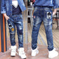 Boys Skinny Denim Jeans - Elastic Waist Casual Trousers