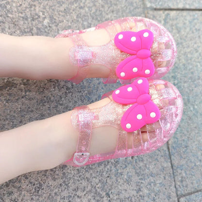 Girls Transparent Polka Dot Bow Sandals