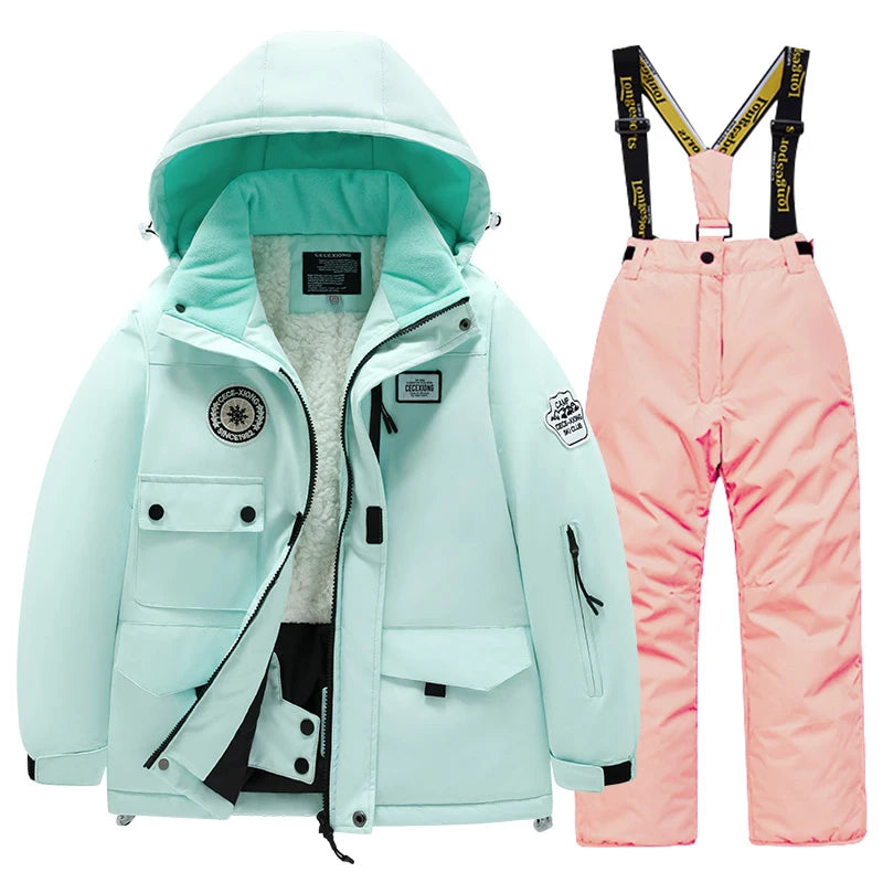 Kids Waterproof Windproof Ski Suit - Warm Snow Play Coat