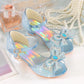 Girls Rhinestone Bow Heel Sandals for Parties