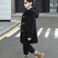 Boys Hooded Wool Coat - Single Breasted Winter Parka