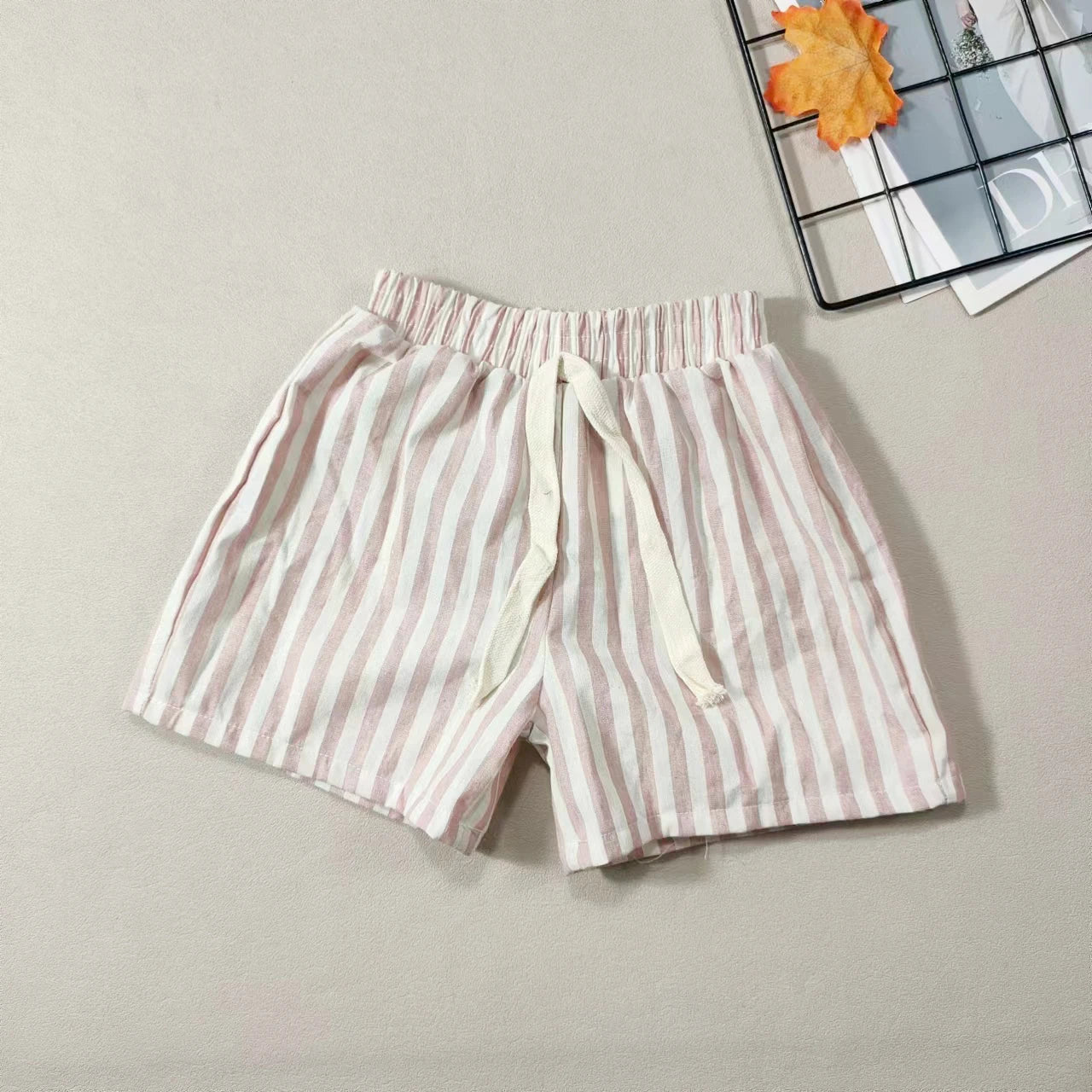 Kids Striped Cotton Blend Shorts - British Style Casual Pants