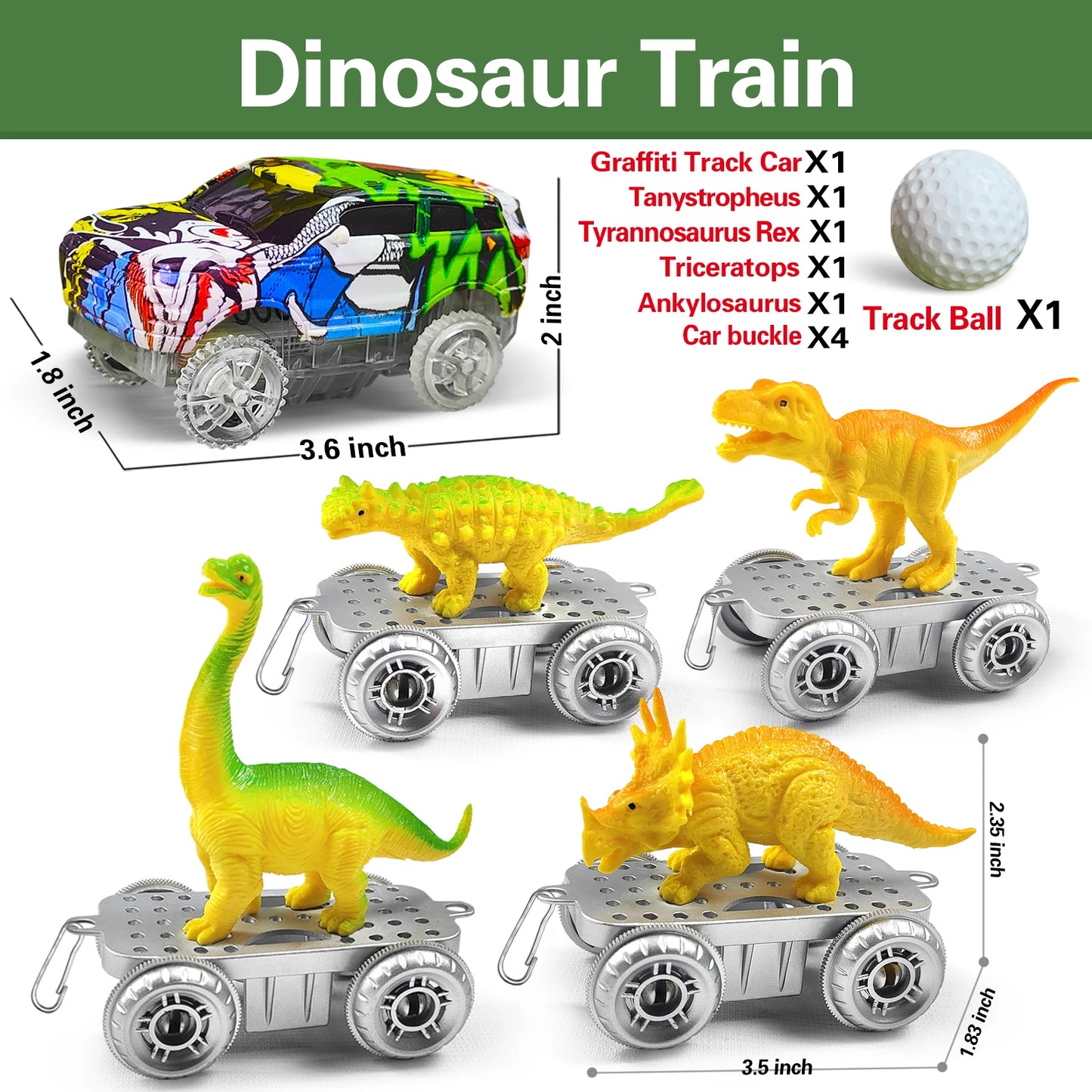 Dinosaur Flexible Race Track Set - Flash Light Car Educational Toy