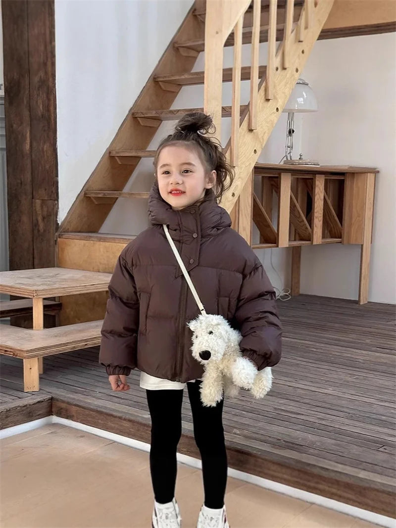 Kids Hooded Cotton Padded Down Coat - Warm Winter Outerwear