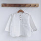Boys Cotton Muslin Long Sleeve T-Shirt - Soft Pocket Round Neck Top