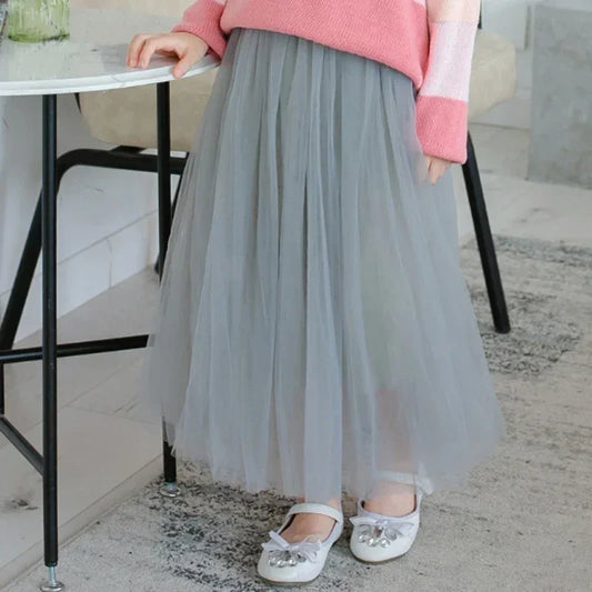 Girls Long Fluffy Tulle Ball Gown Pettiskirt