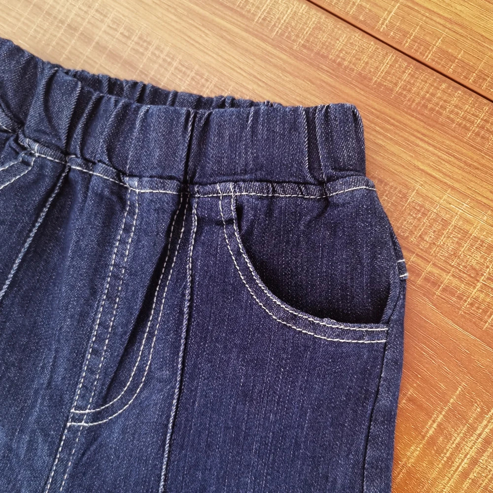 Boys Slim Straight Denim Jeans - Classic Elastic Waist Pants