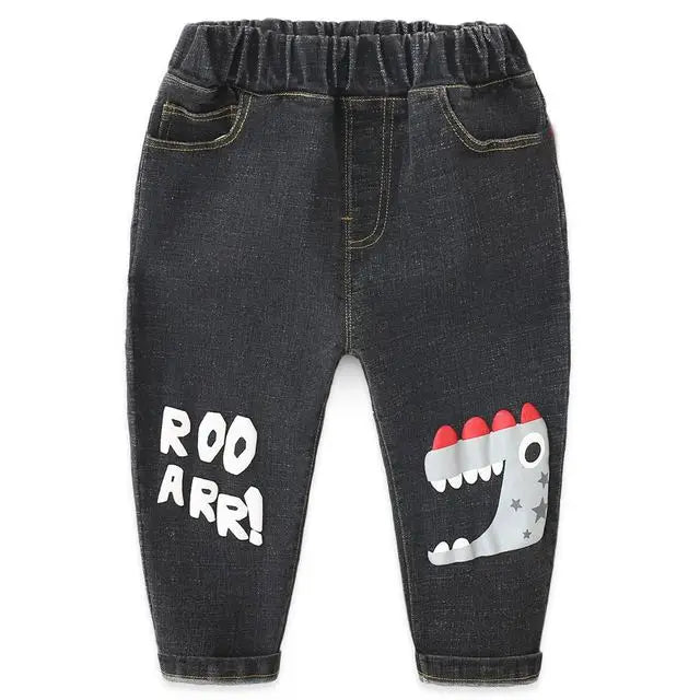 Kids Distressed Denim Jeans - Loose Cotton Blend Casual Pants