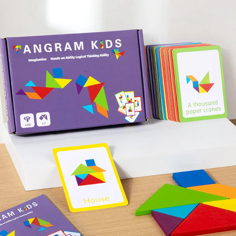 Wooden Montessori Tangram Puzzle Board
