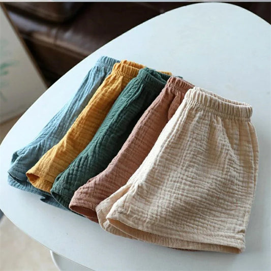Baby Cotton Linen Summer Shorts - Thin Solid Color Pant