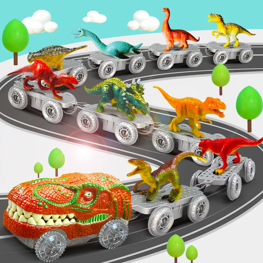Dinosaur Flexible Race Track Set - Flash Light Car Educational Toy