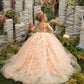 Girls Pink Floral Lace Floor-Length Gown - Flower Girl Dress
