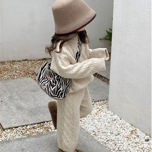 Girls Winter Pullover Two Piece Set - Korean Style Outfit