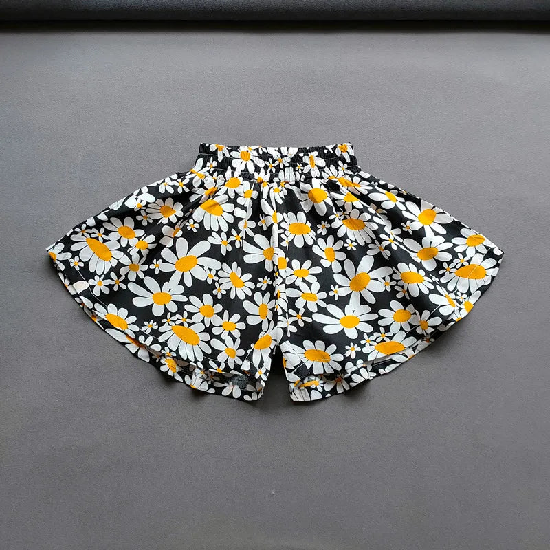 Girls Floral Wide Leg Summer Culotte Shorts