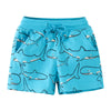 Kids Shark Print Drawstring Shorts - Cartoon Animal Summer Pant