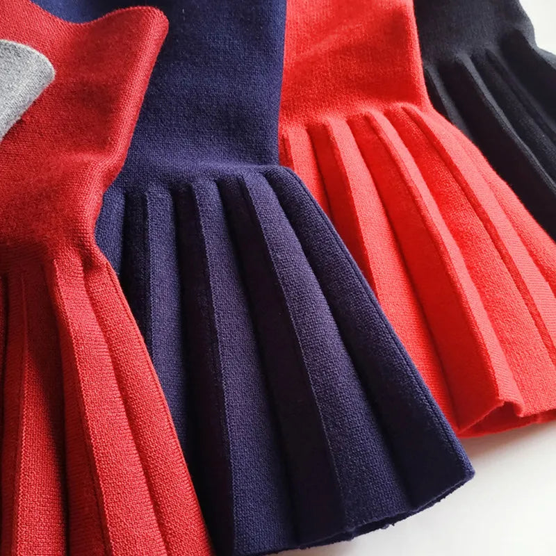 Girls Knitted High Waist Pleated Mini Tutu Skirt