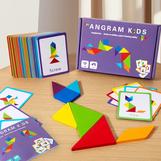 Wooden Montessori Tangram Puzzle Board
