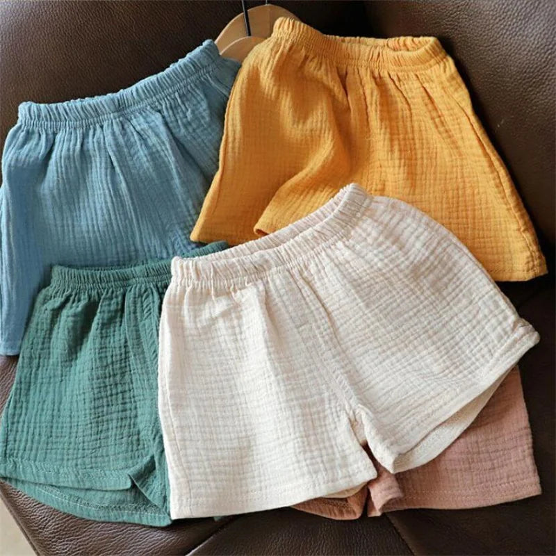 Baby Cotton Linen Summer Shorts - Thin Solid Color Pant