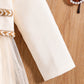Girls White Autumn Princess Dress - Knee-Length Party Style