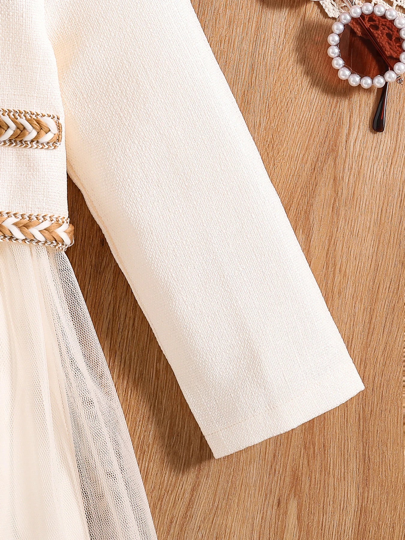 Girls White Autumn Princess Dress - Knee-Length Party Style