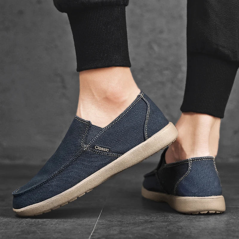 Breathable Canvas Slip-On Sneakers - Casual Walking Shoes
