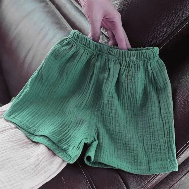 Baby Cotton Linen Summer Shorts - Thin Solid Color Pant