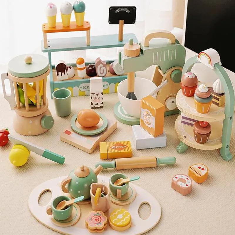 Wooden Pretend Play Kitchen Toy Set