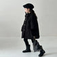 Girls Double Breasted Bow Wool Coat - Warm Winter Outerwear