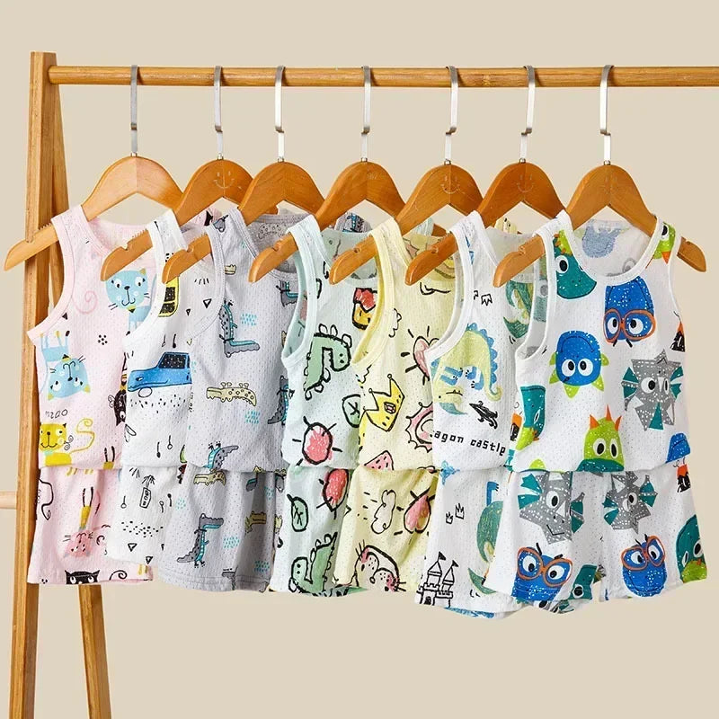 Kids Sleeveless Cotton Pajama Set - Summer Sleepwear