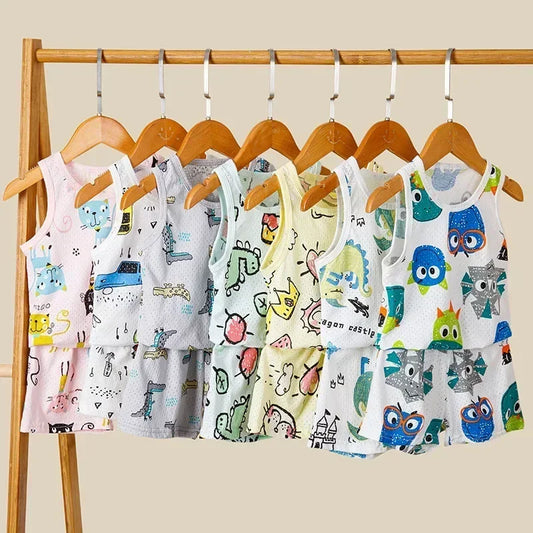 Kids Sleeveless Cotton Pajama Set - Summer Sleepwear