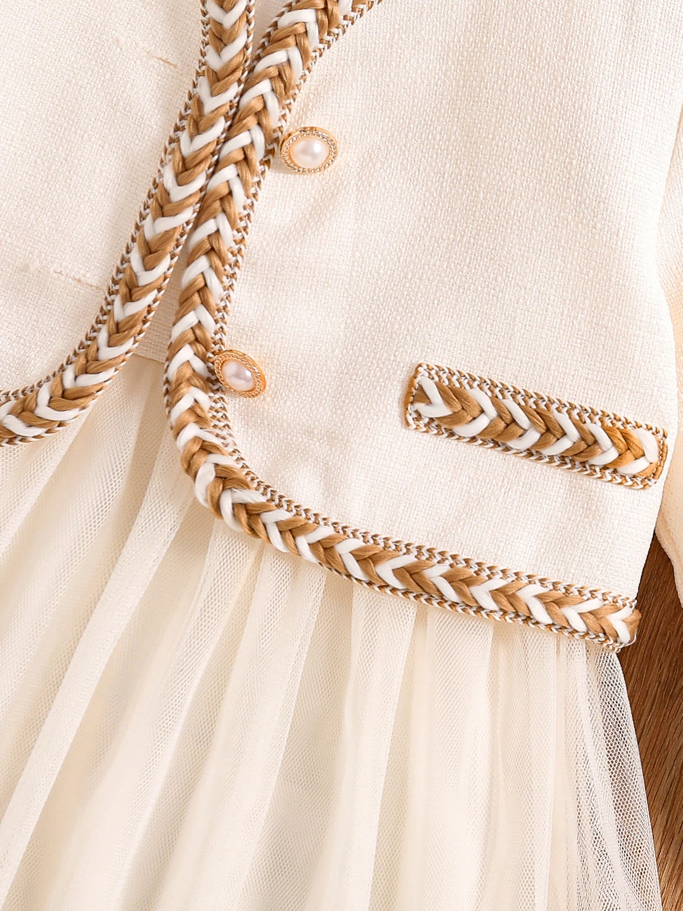 Girls White Autumn Princess Dress - Knee-Length Party Style