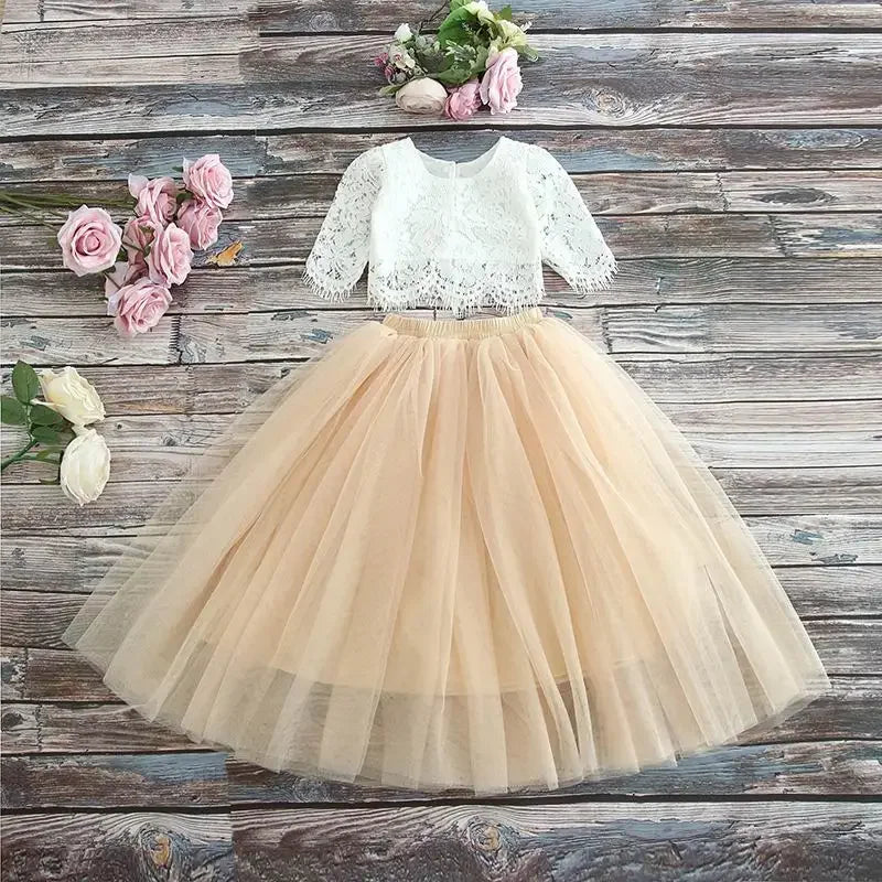 Girls Lace Top and Long Skirt Summer Outfit Set