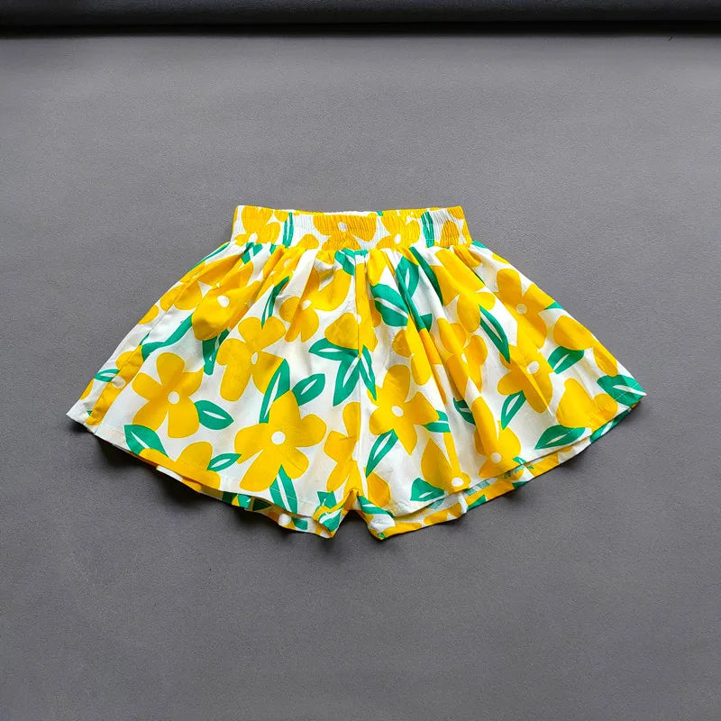 Girls Floral Wide Leg Summer Culotte Shorts