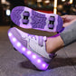 Kids Light-Up Roller Skate Shoes - Removable Wheel Sneakers