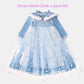 Girls Velvet Blue Cape Princess Dress Set - Warm Party Outfit