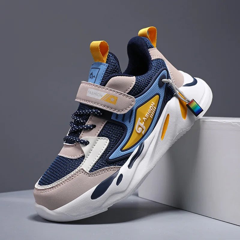 Kids Lightweight Mesh Walking Sneakers - Hook and Loop Casual Shoes