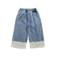 Girls Lace Detail Blue Jeans - Korean Casual Pants