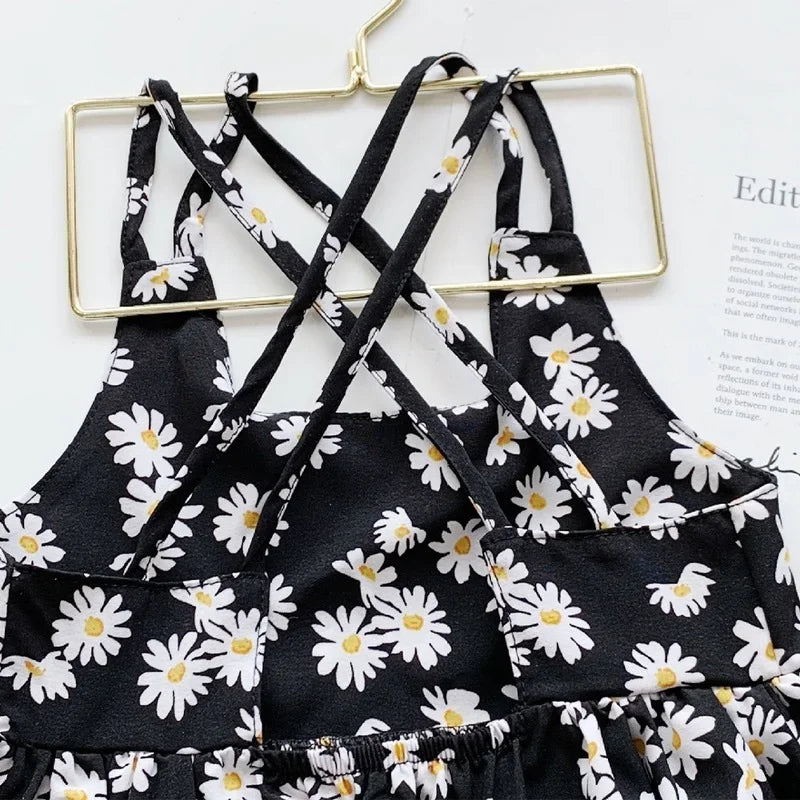 Girls Daisy Print Sleeveless Slip Dress - Summer Flower Look