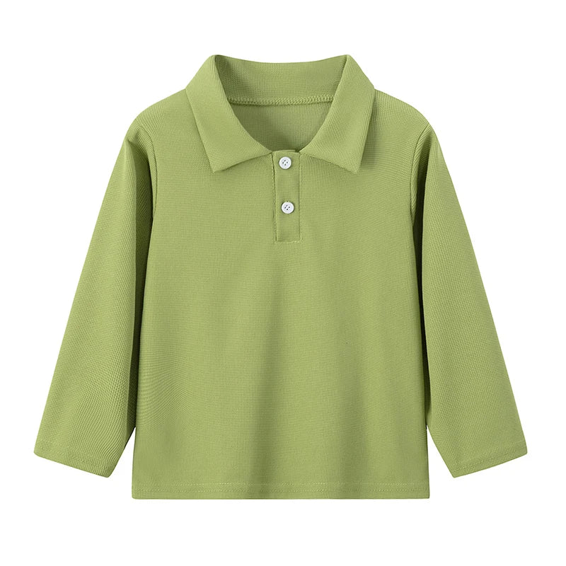 Kids Solid Color Polo Shirt Set - Short Sleeve Lapel Sports Top