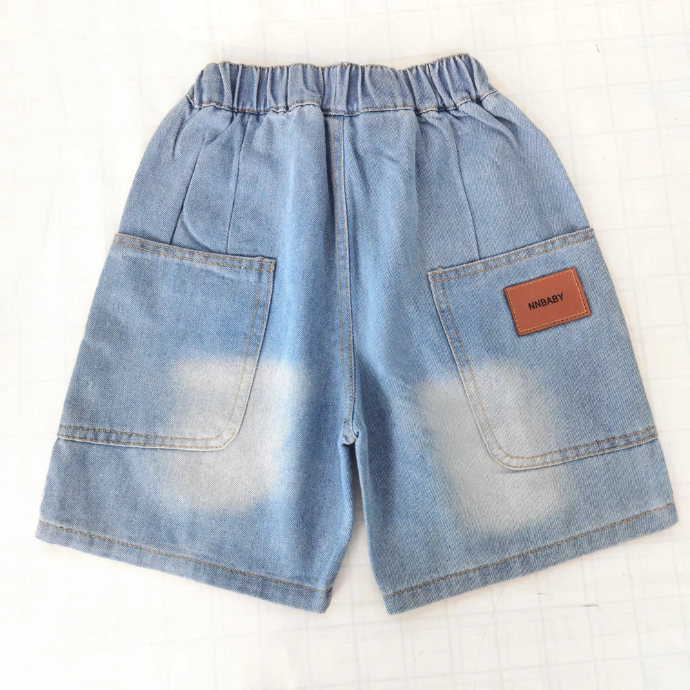 Boys Denim Elastic Waist Shorts - Casual Summer Trousers