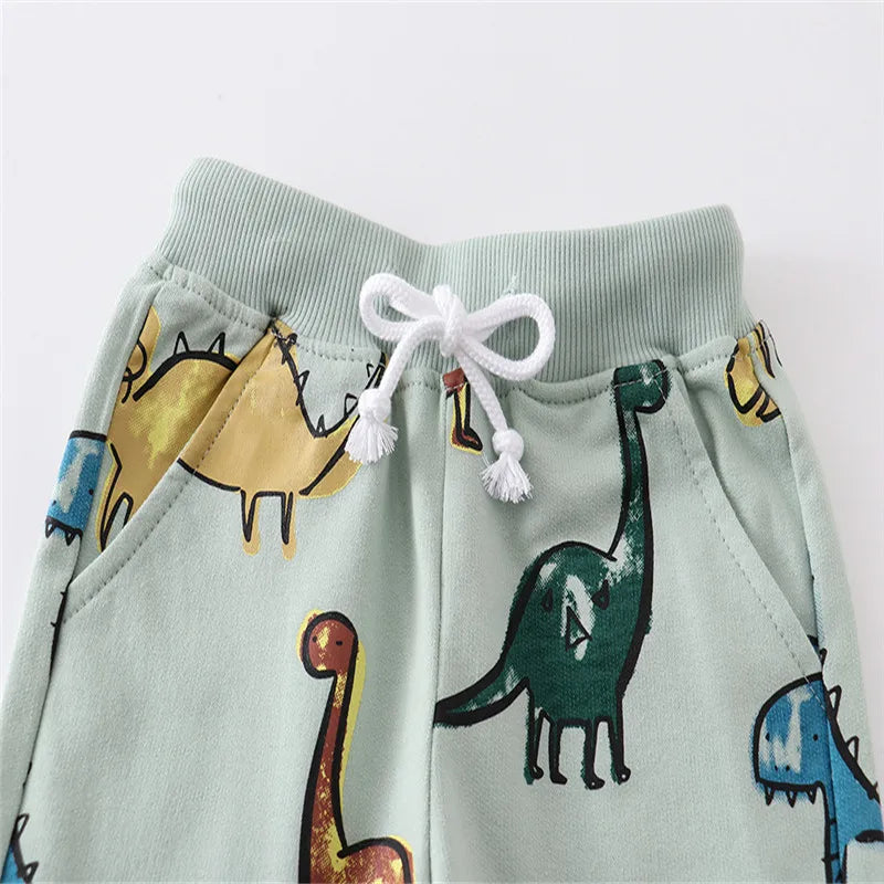 Boys Dinosaur Print Drawstring Shorts - 2-7T Summer Trousers